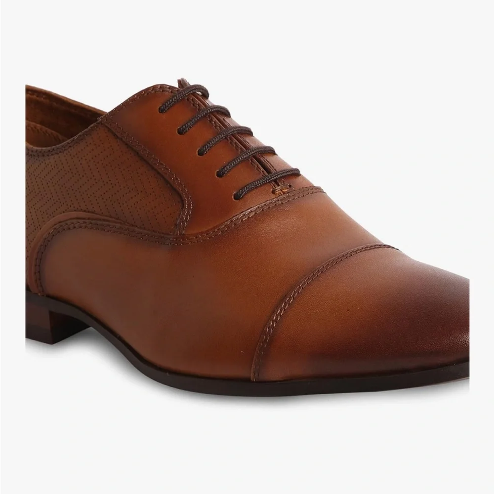 ALDO NEW Men's Albeck Classic Cognac Leather Men's Oxford Shoes, Men’s Size 9.5